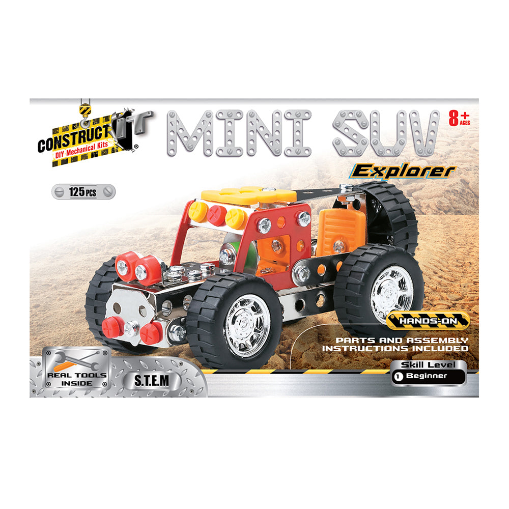 125pc Construct IT DIY Mini SUV Explorer Toy w/ Tools Kit Kids 8y+