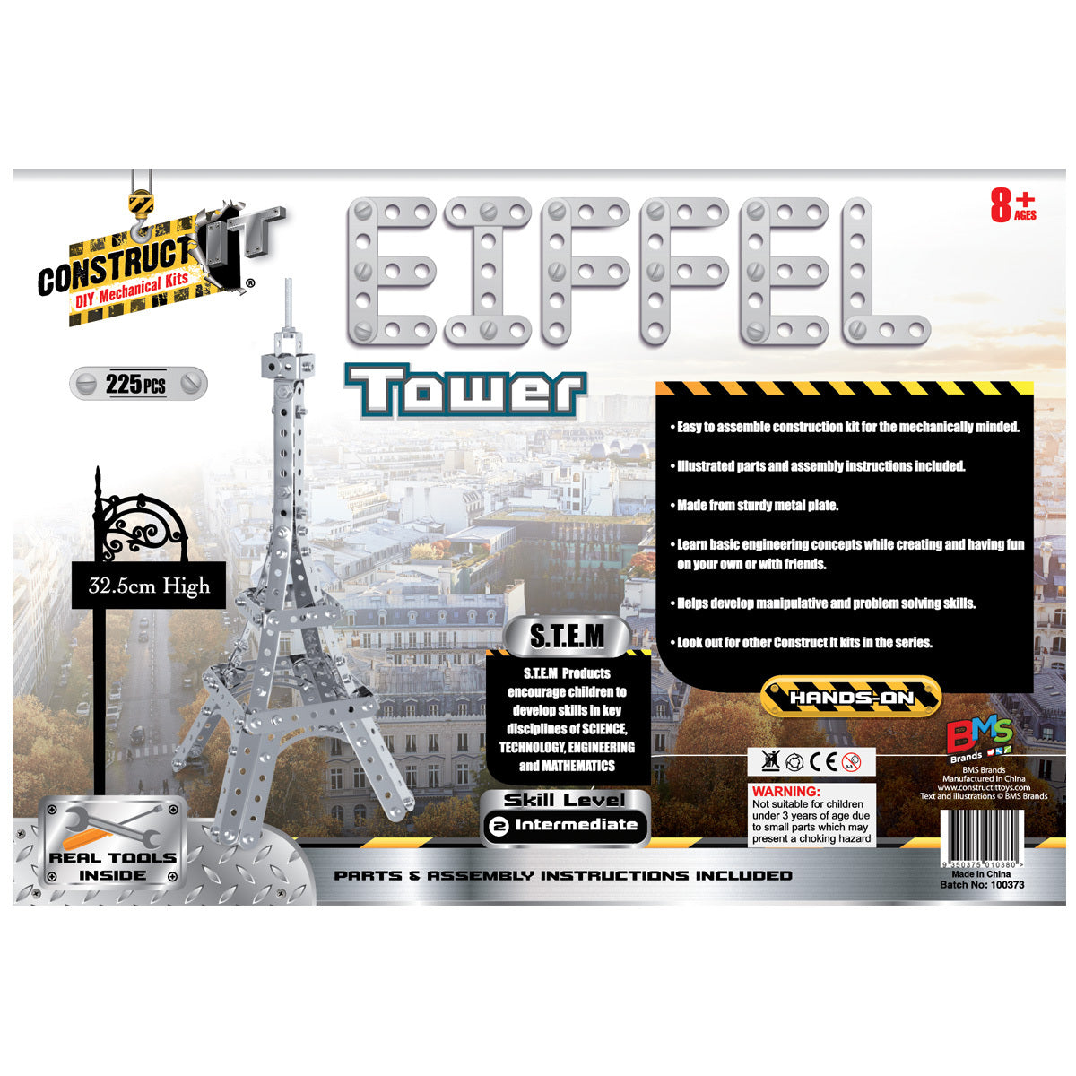 225pc Construct IT DIY Eiffel Tower Toy w/ Tools Kit Kids 8y+