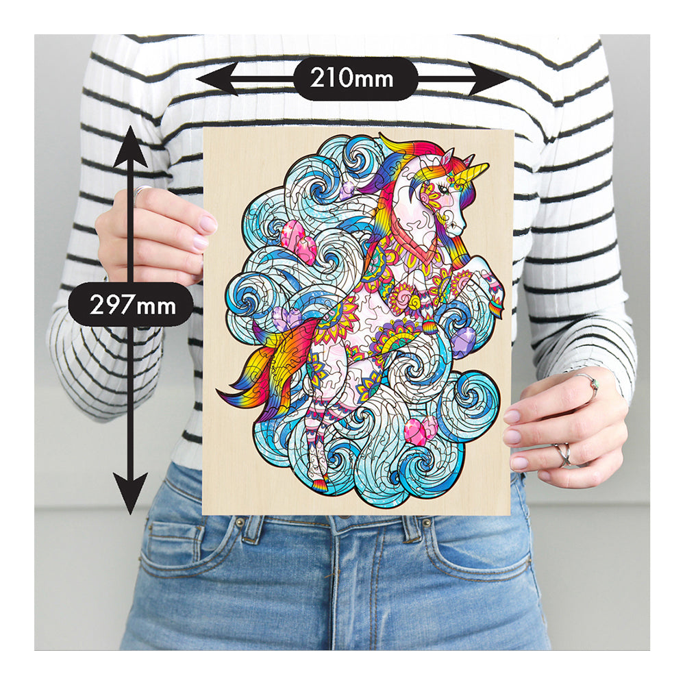 129pc Puzzle Master Series-1 Wooden Jigsaw w/ Stand Set Kids 8y+ Unicorn