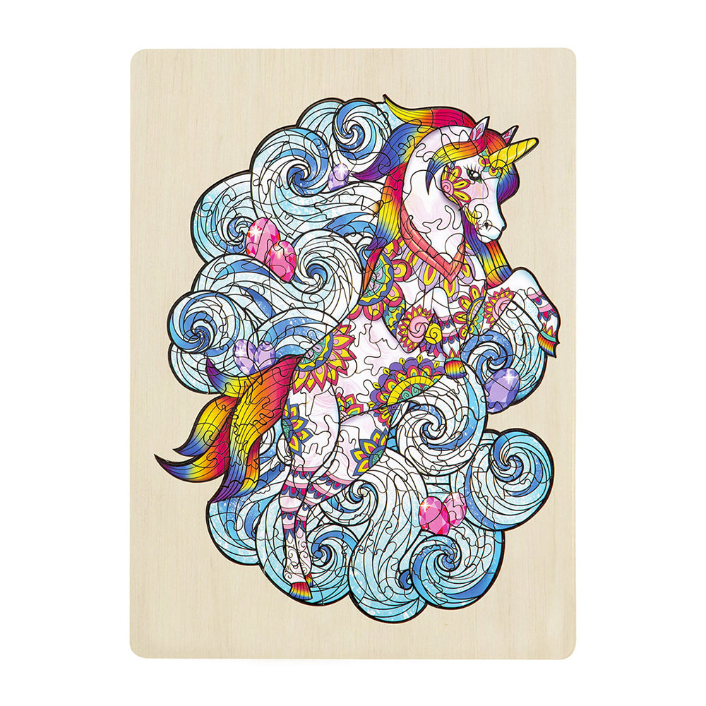 129pc Puzzle Master Series-1 Wooden Jigsaw w/ Stand Set Kids 8y+ Unicorn