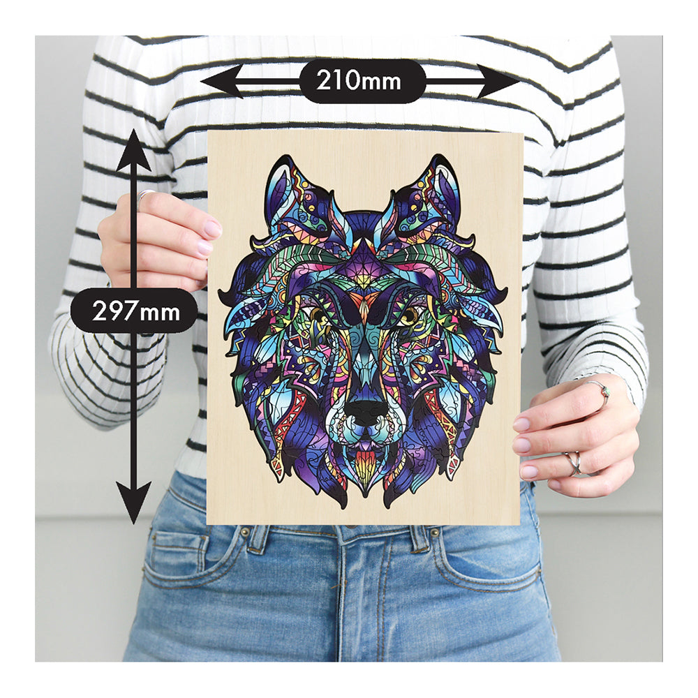 132pc Puzzle Master Series-1 Wooden Jigsaw w/ Stand Set Kids 8y+ Wolf