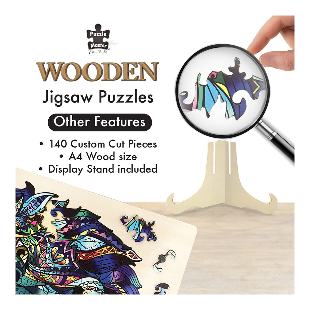 132pc Puzzle Master Series-1 Wooden Jigsaw w/ Stand Set Kids 8y+ Wolf