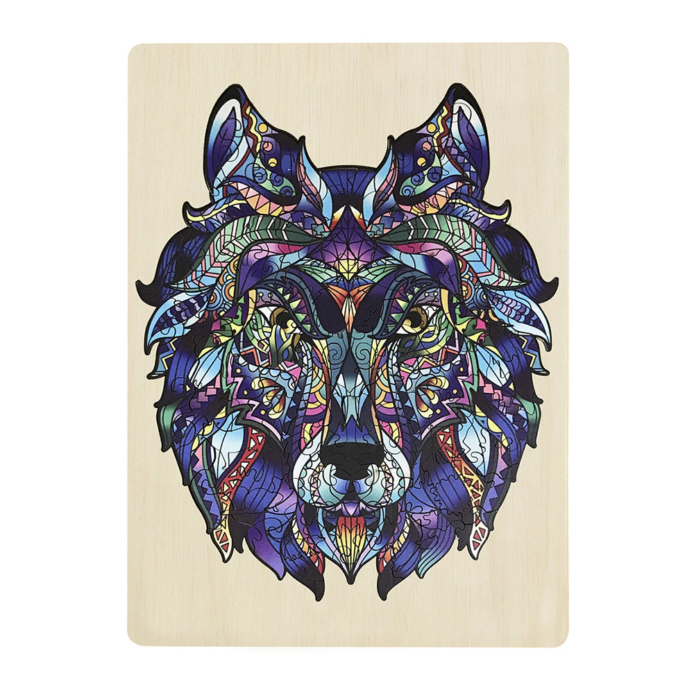 132pc Puzzle Master Series-1 Wooden Jigsaw w/ Stand Set Kids 8y+ Wolf