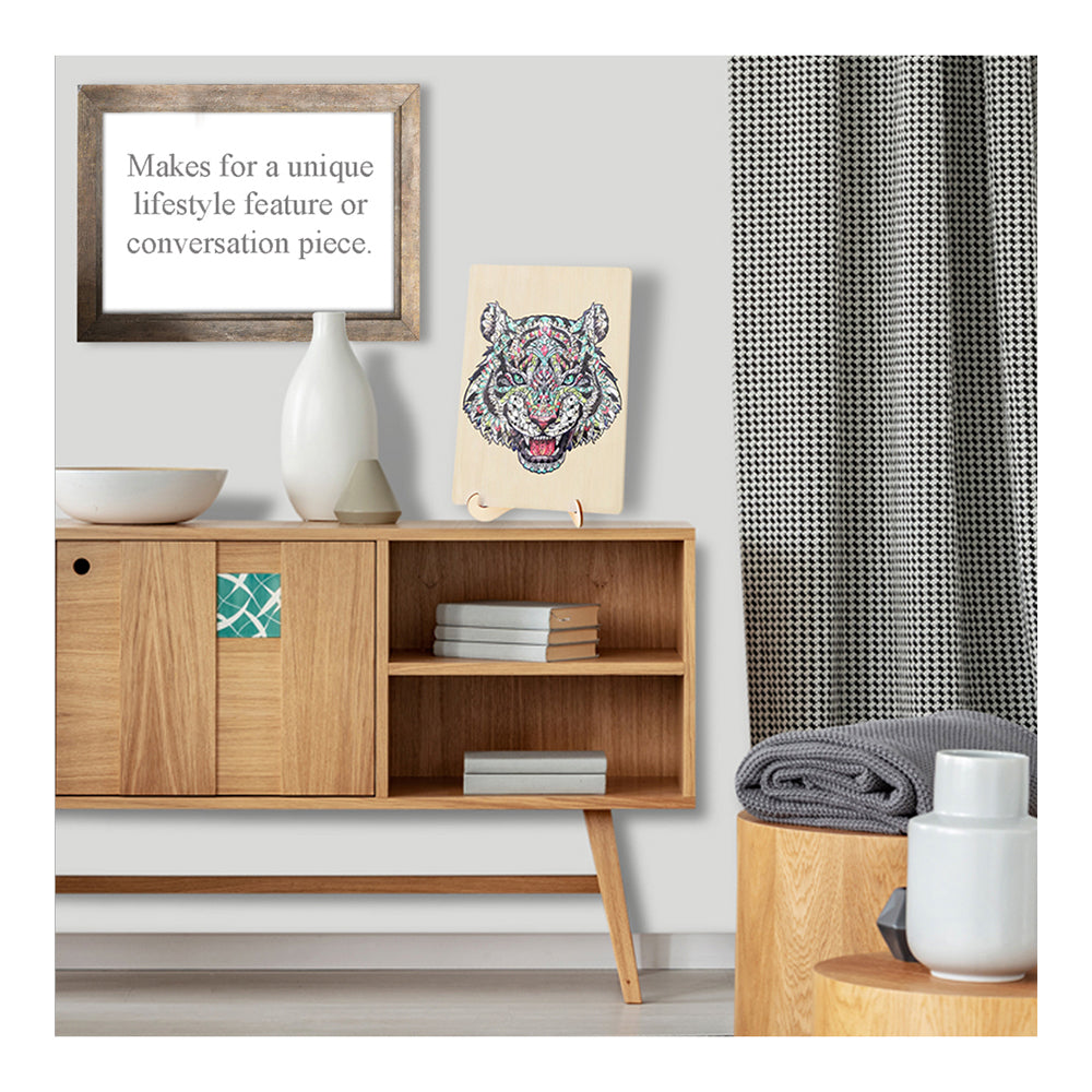 132pc Puzzle Master Series-1 Wooden Jigsaw w/ Stand Set Kids 8y+ Tiger