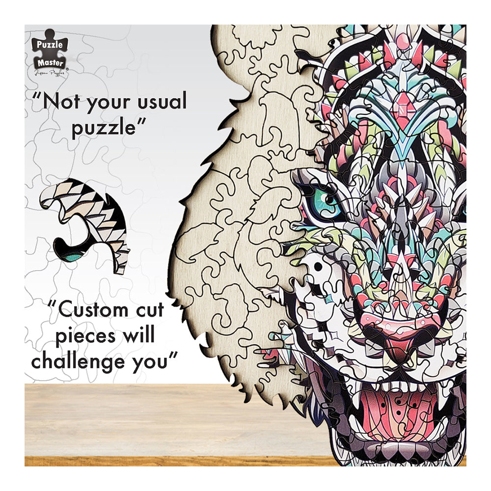 132pc Puzzle Master Series-1 Wooden Jigsaw w/ Stand Set Kids 8y+ Tiger