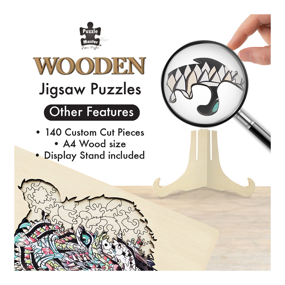 132pc Puzzle Master Series-1 Wooden Jigsaw w/ Stand Set Kids 8y+ Tiger
