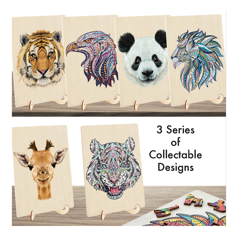 132pc Puzzle Master Series-1 Wooden Jigsaw w/ Stand Set Kids 8y+ Tiger