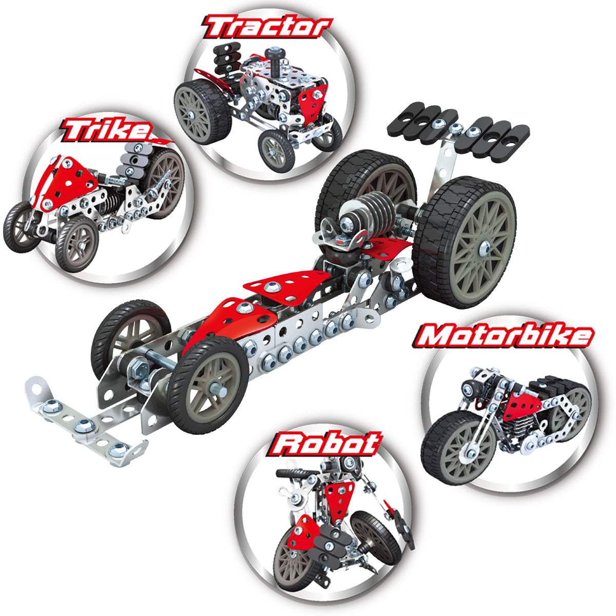 200pc Construct IT DIY 5-in-1 Multi Vehicle Toy w/ Tools Kit Kids 8y+