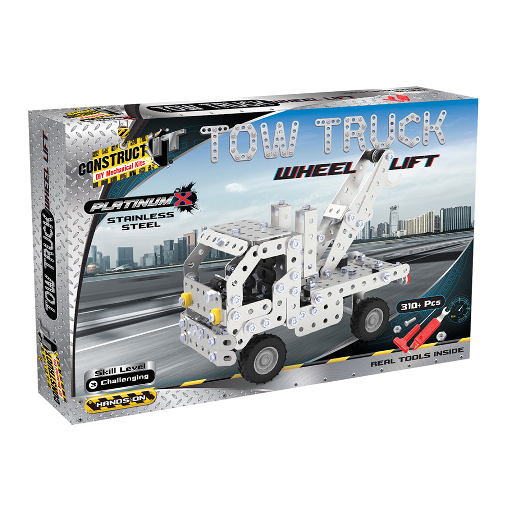 310pc Construct IT Platinum-X Tow Truck Toy w/ Tools Build Kit Kids 8y+