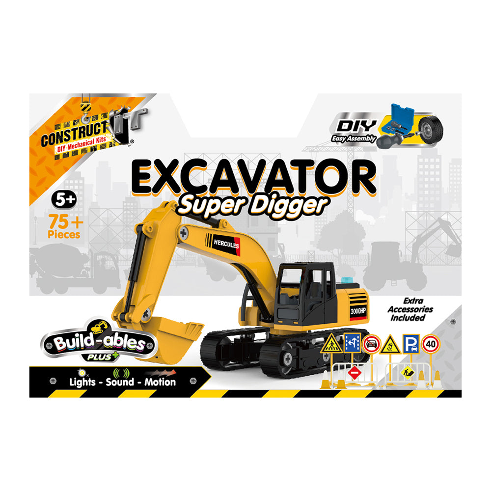 75pc Construct IT Buildables Excavator DIY Toy Set w/ Case Kids 5+