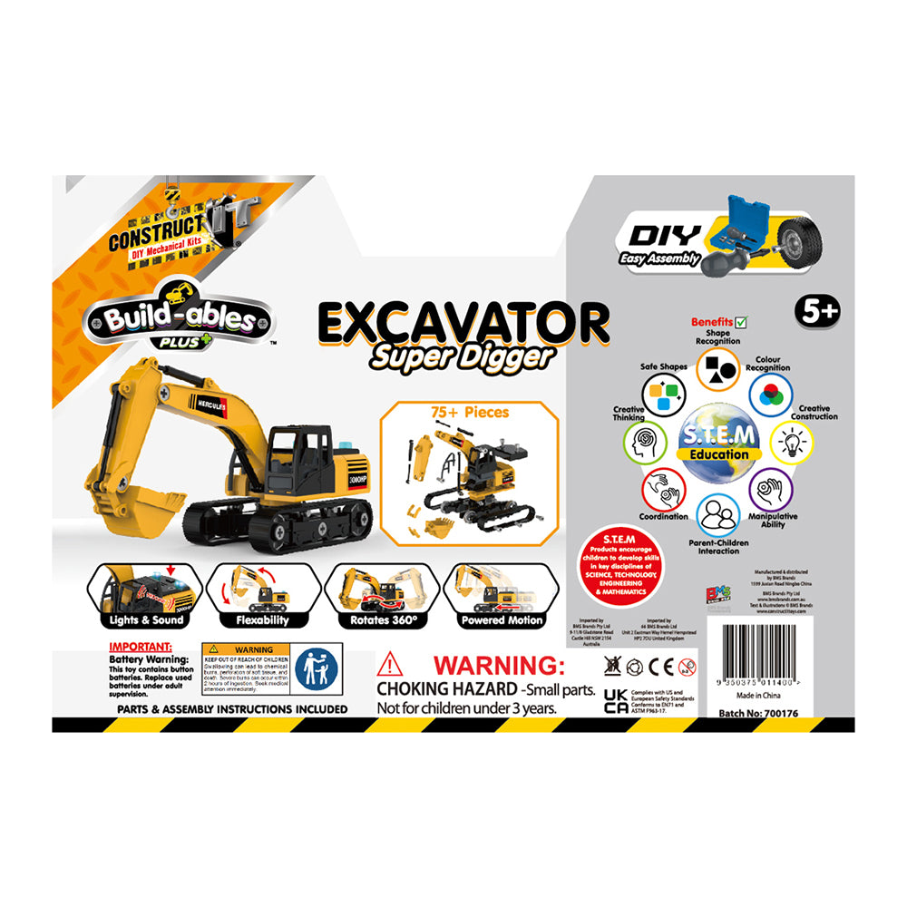 75pc Construct IT Buildables Excavator DIY Toy Set w/ Case Kids 5+