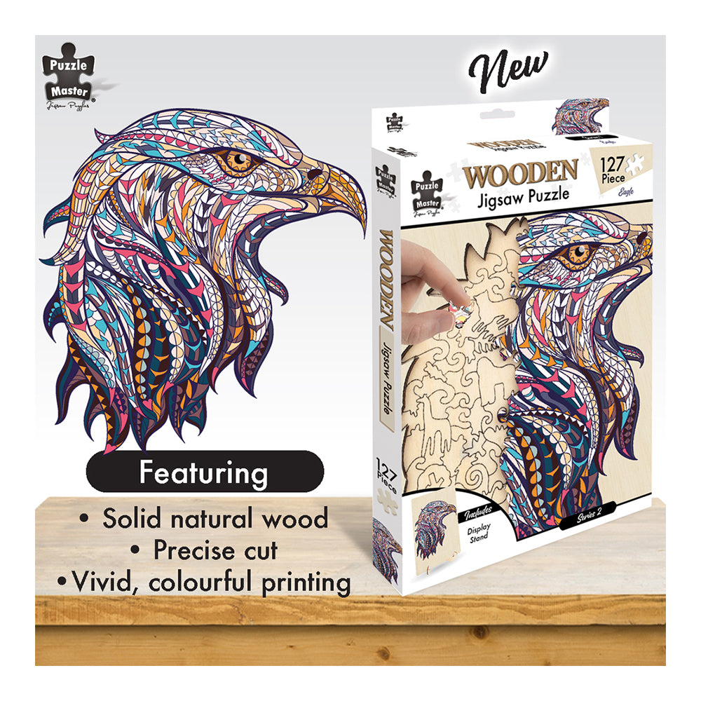 127pc Puzzle Master Series-2 Wooden Jigsaw w/ Stand Set Kids 8y+ Eagle