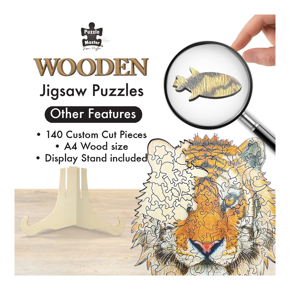 130pc Puzzle Master Series-3 Wooden Jigsaw w/ Stand Set Kids 8y+ Tiger 2.0