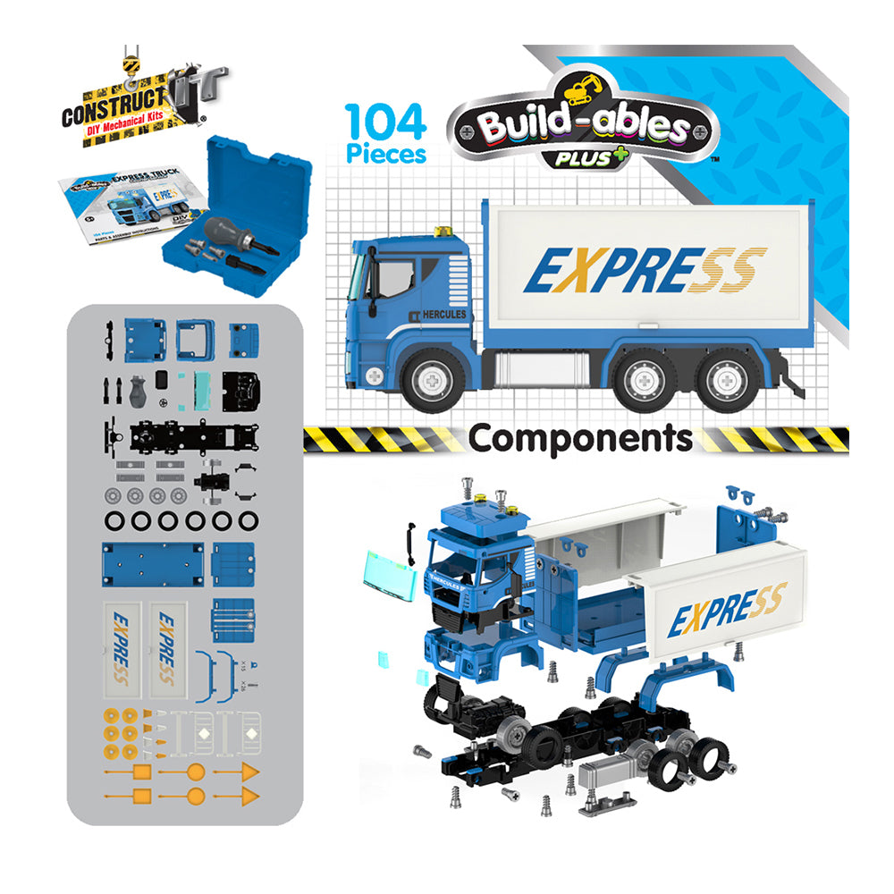 80pc Construct IT Buildables Express Truck DIY Toy Set w/ Case Kids 5+