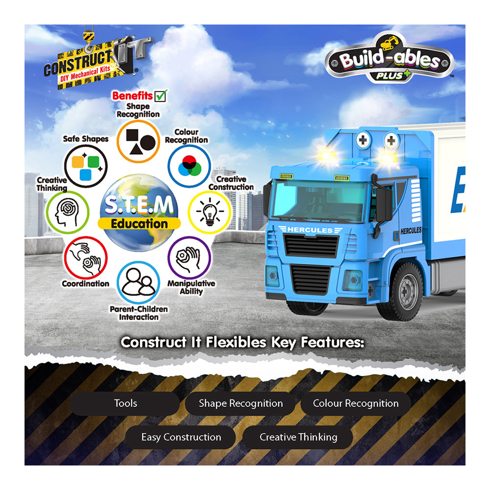80pc Construct IT Buildables Express Truck DIY Toy Set w/ Case Kids 5+