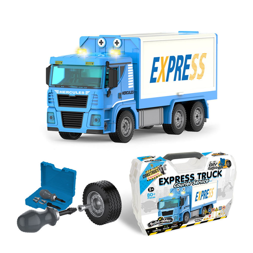 80pc Construct IT Buildables Express Truck DIY Toy Set w/ Case Kids 5+