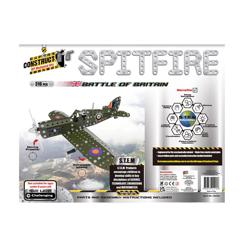 316pc Construct IT DIY Spitfire Toy w/ Tools Kit Kids 8y+