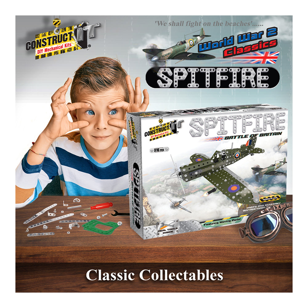 316pc Construct IT DIY Spitfire Toy w/ Tools Kit Kids 8y+