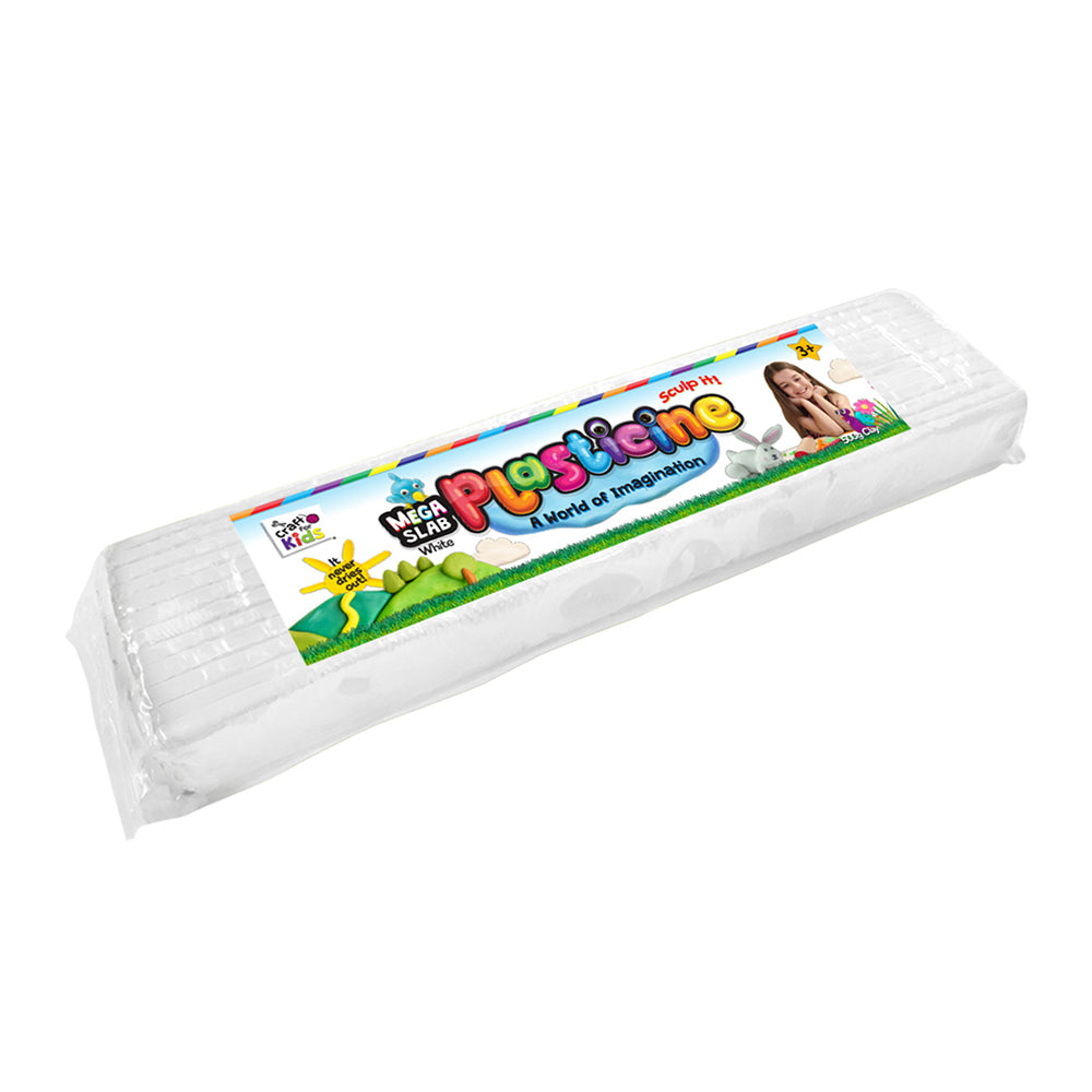 Craft For Kids Mega Slab Plasticine 500g Clay Block White 3y+