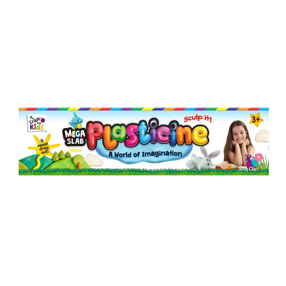 Craft For Kids Mega Slab Plasticine 500g Clay Block Yellow 3y+