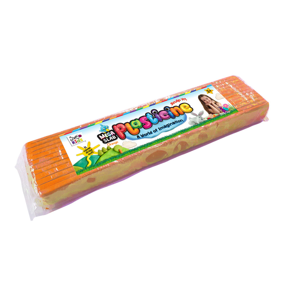 Craft For Kids Mega Slab Plasticine 500g Clay Block Orange 3y+