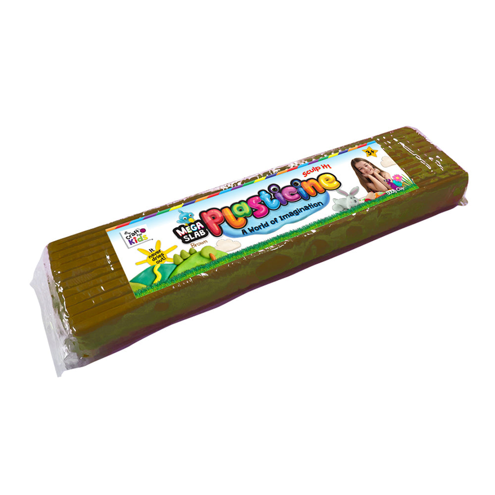 Craft For Kids Mega Slab Plasticine 500g Clay Block Brown 3y+