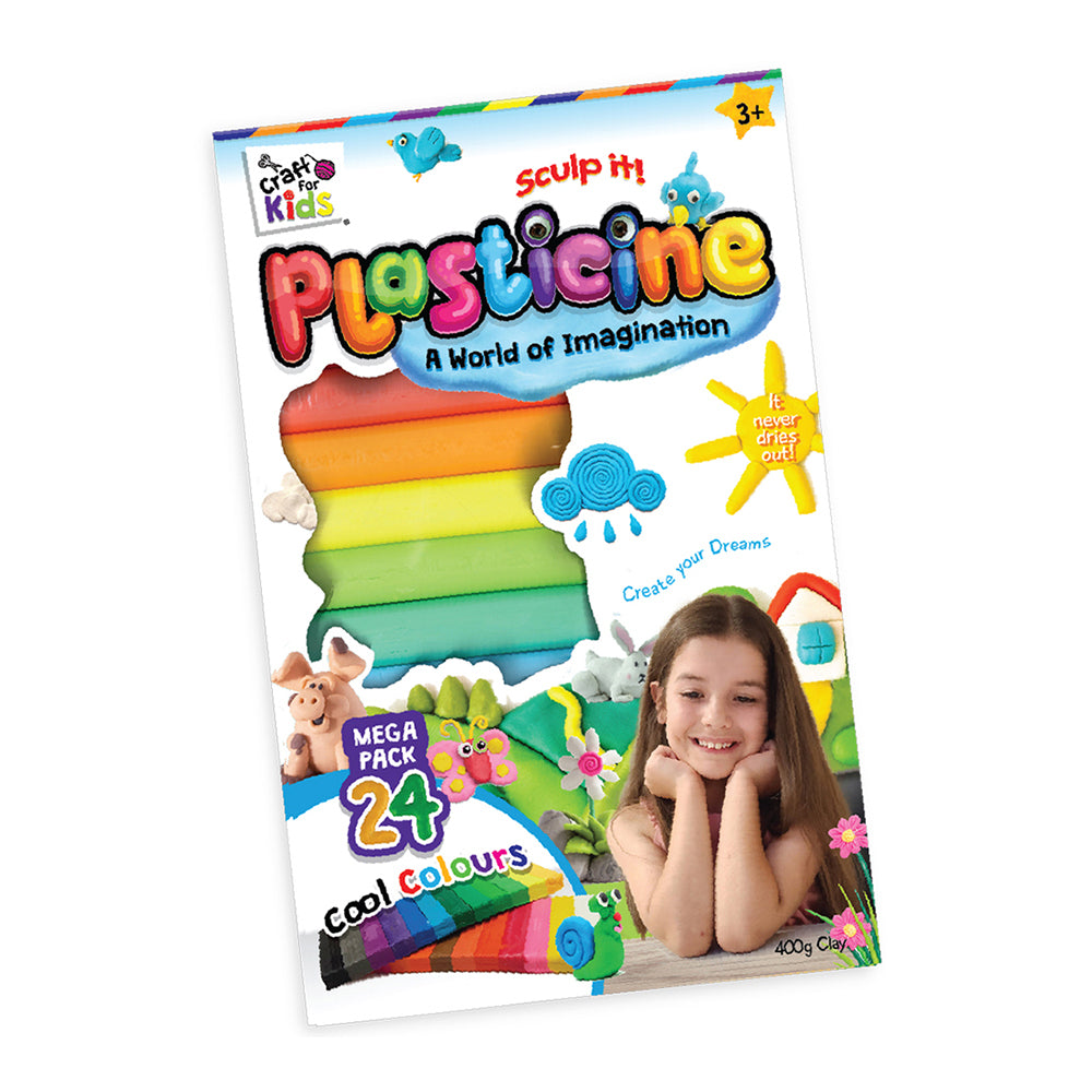 24PK Craft For Kids Plasticine 400g Mega Pack 24-Colour Clay 3y+