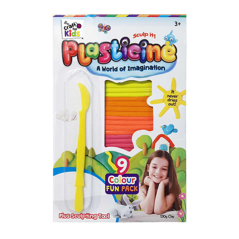 9PK Craft For Kids Plasticine 130g Clay w/ Sculpting Tool 3y+