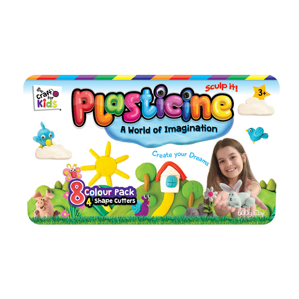 8PK Craft For Kids Plasticine 8-Colour 600g Clay Fun Rub/Bucket 3y+