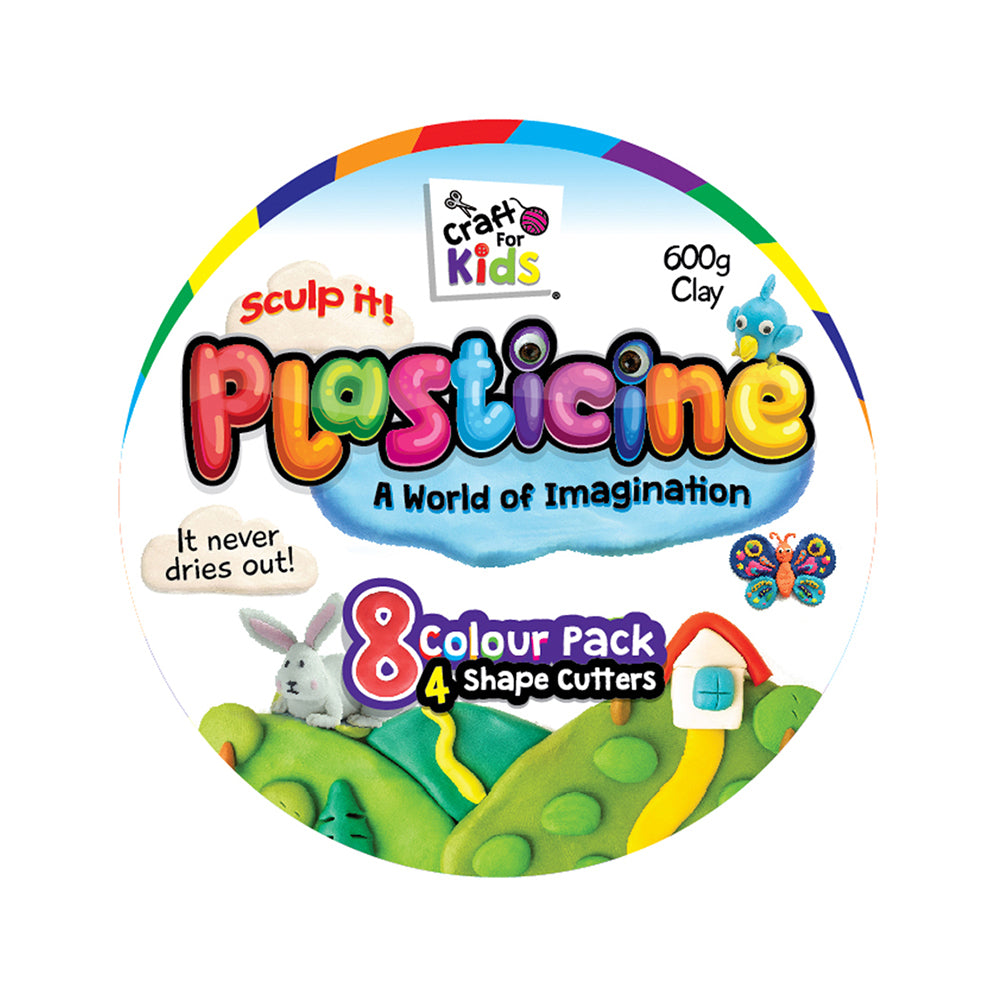 8PK Craft For Kids Plasticine 8-Colour 600g Clay Fun Rub/Bucket 3y+