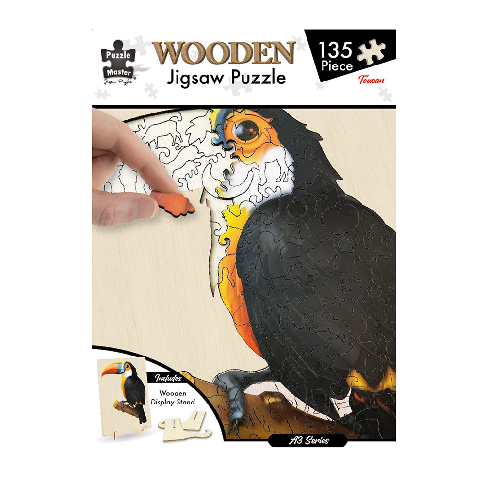 135pc Puzzle Master A3 Shaped Wooden Jigsaw w/ Stand Set Kids 8y+ Toucan
