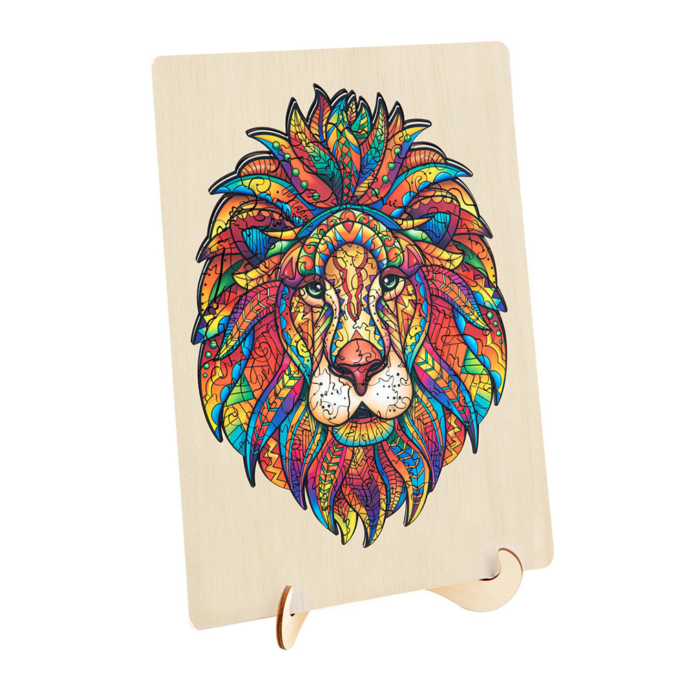 145pc Puzzle Master A3 Shaped Wooden Jigsaw w/ Stand Set Kids 8y+ Lion