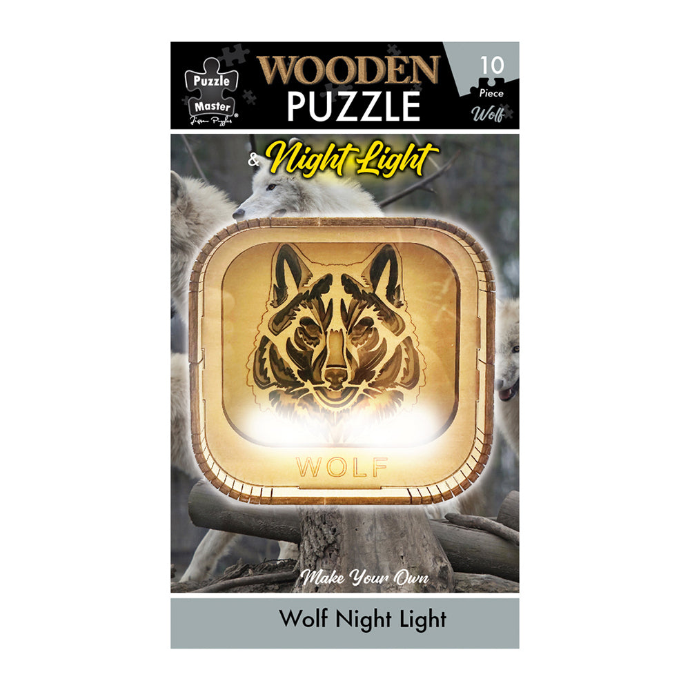 10pc Puzzle Master Night Light 3D Wooden Puzzle Set Kids/Adults 8y+ Wolf