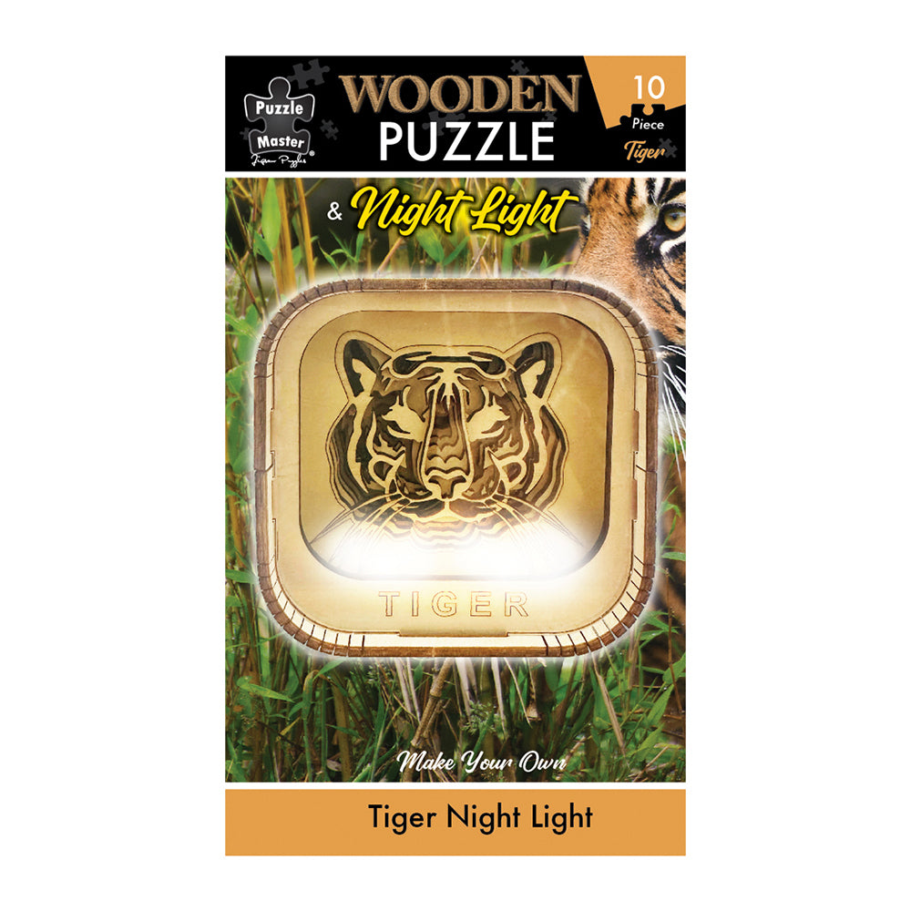 10pc Puzzle Master Night Light 3D Wooden Puzzle Set Kids/Adults 8y+ Tiger