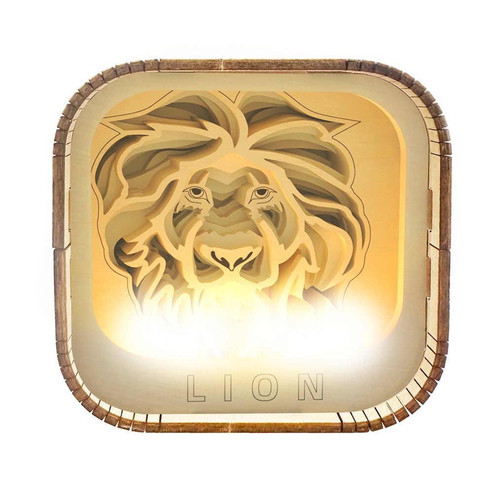 10pc Puzzle Master Night Light 3D Wooden Puzzle Set Kids/Adults 8y+ Lion