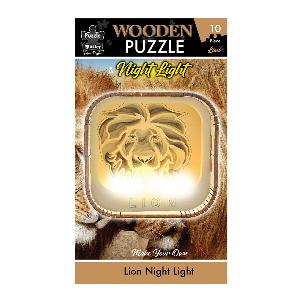 10pc Puzzle Master Night Light 3D Wooden Puzzle Set Kids/Adults 8y+ Lion