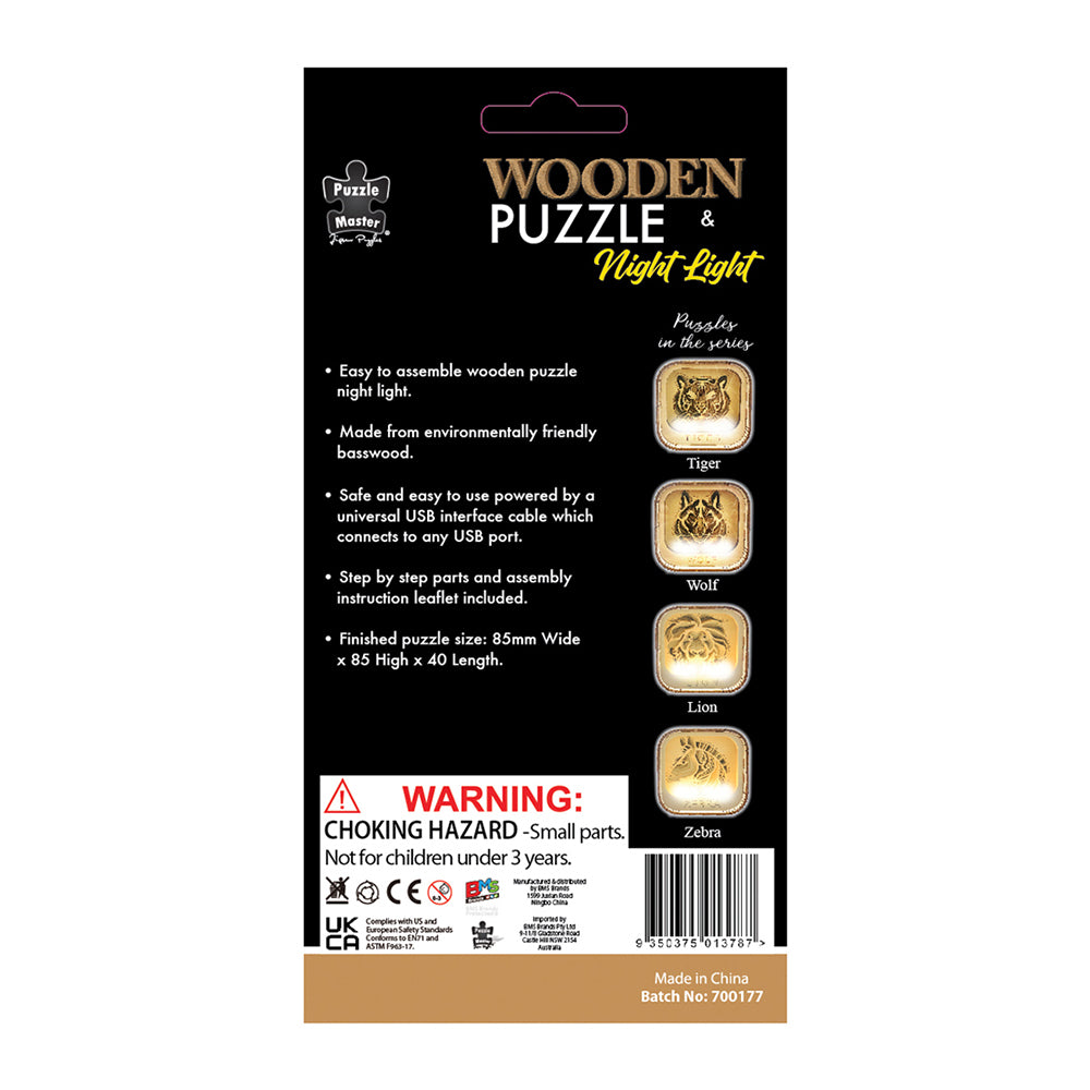10pc Puzzle Master Night Light 3D Wooden Puzzle Set Kids/Adults 8y+ Lion
