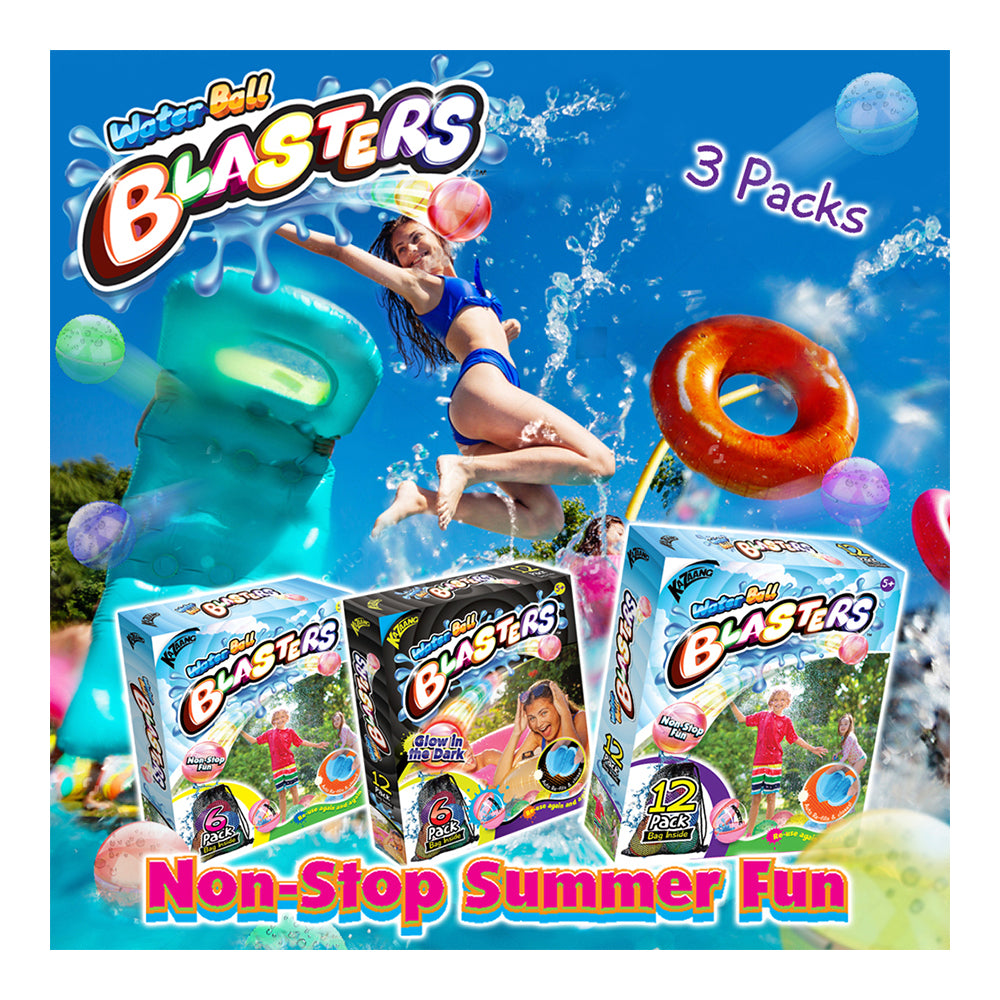 6pc Kazaang Glow In the Dark Refillable Water Ball Blasters w/ Bag Kids 5y+