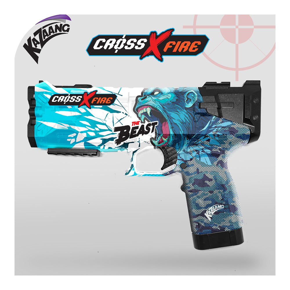 4pc Kazaang Cross Fire The Beast Water Gun/Charger/Cartridge Set Kids 8+