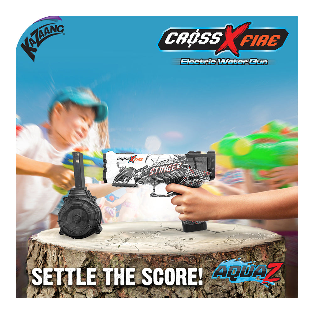 4pc Kazaang Cross Fire Stinger Water Gun/Charger/Cartridge Set Kids 8+