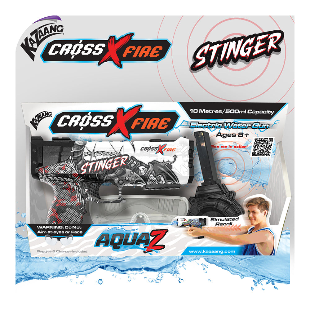 4pc Kazaang Cross Fire Stinger Water Gun/Charger/Cartridge Set Kids 8+