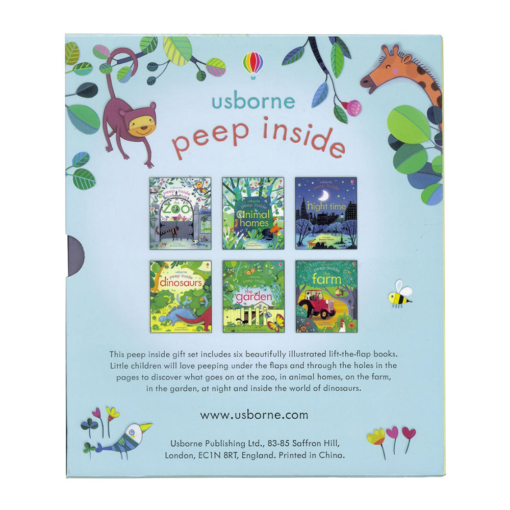 6pc Usborne Peep Inside Kids Reading Picture Book Box Gift Set 3y+