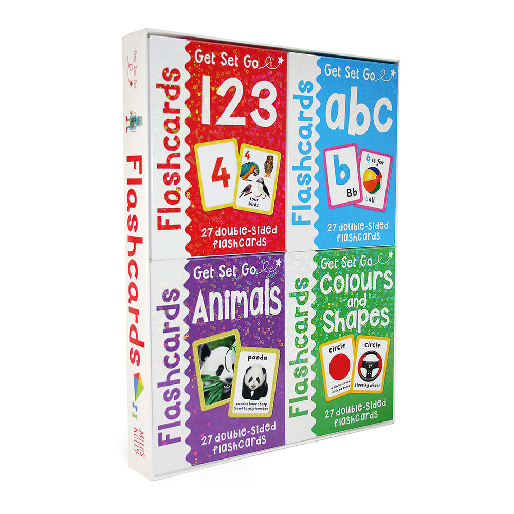 4PK Miles Kelly Get Set Go Letters/Numbers Learning Flashcards
