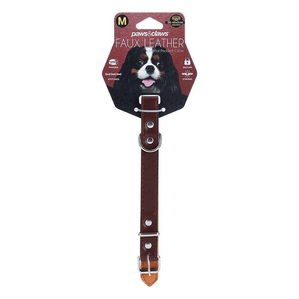 Paws & Claws Premium Original Dog/Pet 36-45x2cm Collar Padded M - Assorted