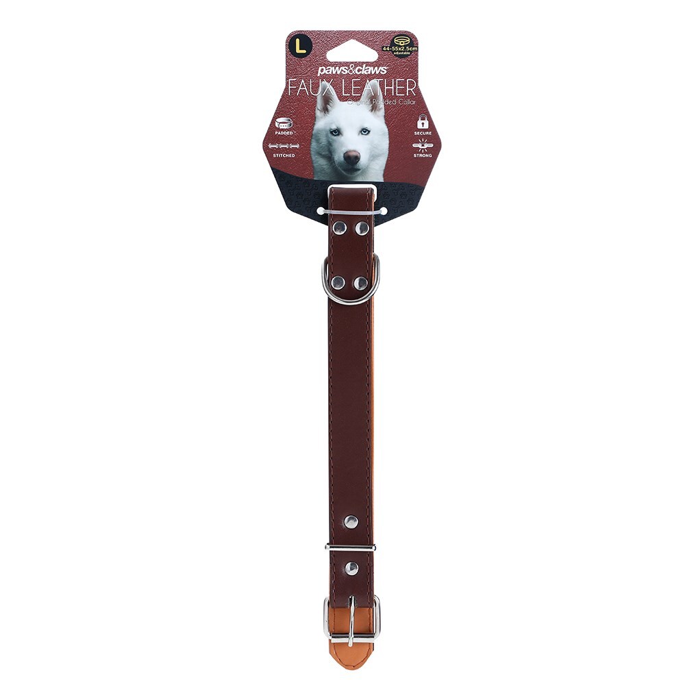 Paws & Claws Premium Original Dog/Pet 44-55x2.5cm Collar Padded L - Assort
