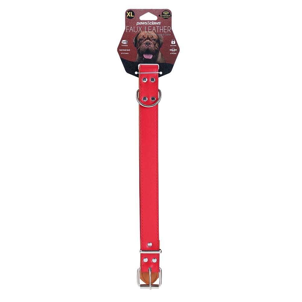 Paws & Claws Premium Original Dog/Pet 52-65x3cm Collar Padded XL - Assort