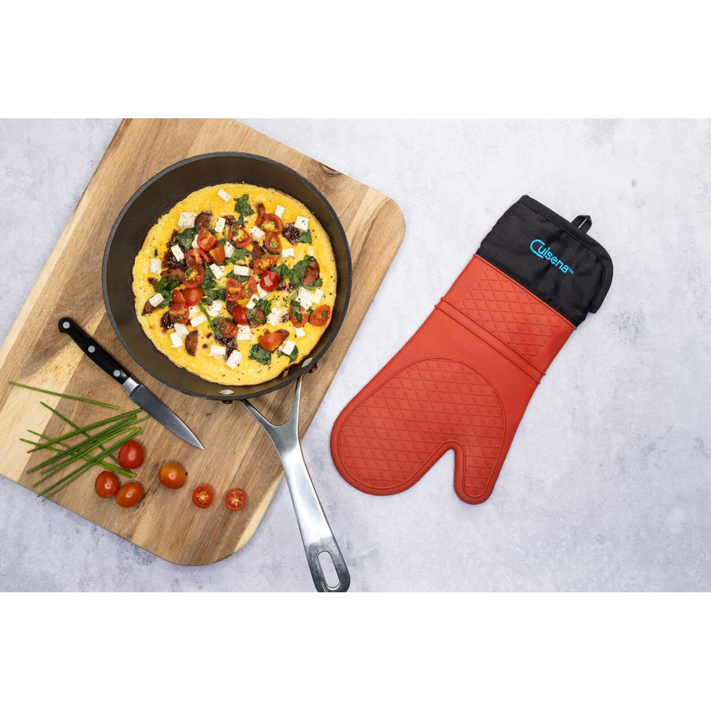 Cuisena Silicone & Fabric Kitchen Oven Glove - Red