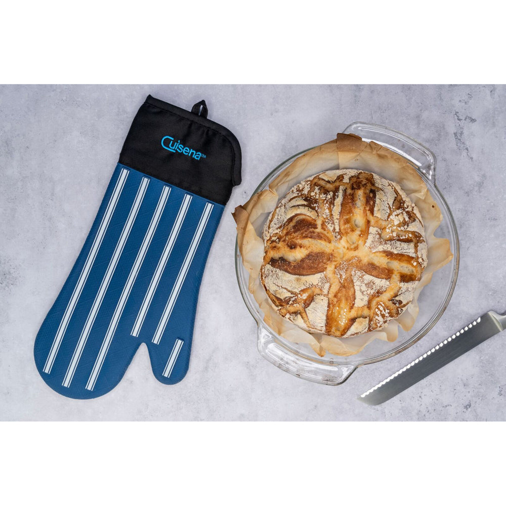 Cuisena Silicone & Fabric Oven Glove - Blue Stripe