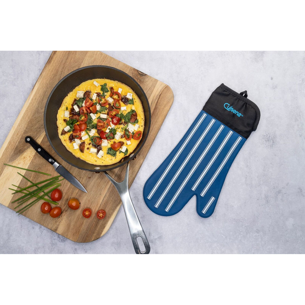 Cuisena Silicone & Fabric Oven Glove - Blue Stripe