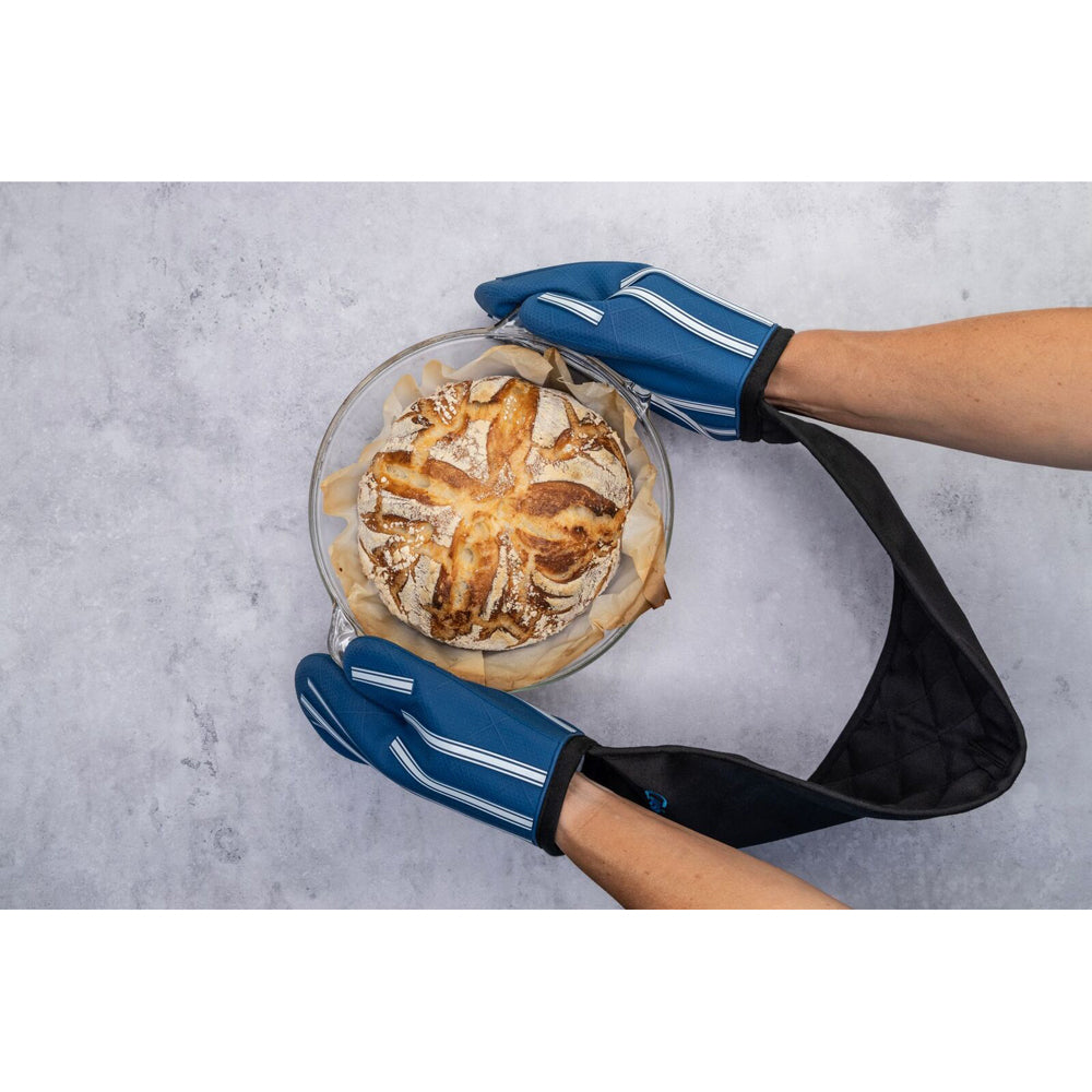 Cuisena Silicone & Fabric Double Glove - Blue Stripe